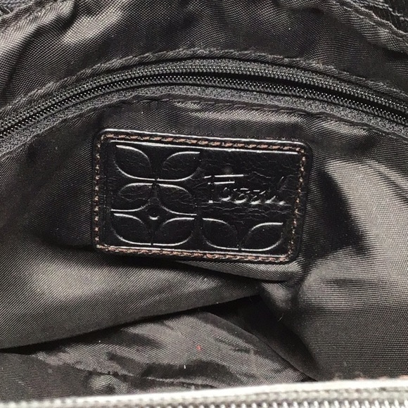 Fossil Canvas Black Signature Print Shoulder Bag - Picture 2 of 12